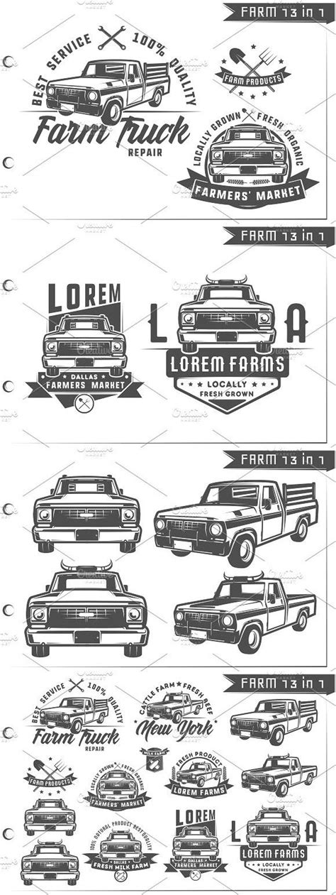 13 In 1 Set Of Farm Truck Emblems Farm Trucks Trucks Emblems