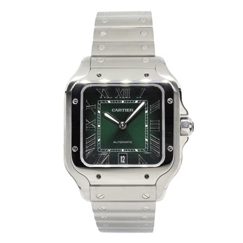 New Cartier Santos Large Green Wssa0062 1 The Watch Vault