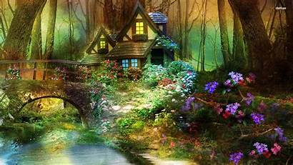 Enchanted Forest Backgrounds Wallpapers Fairy Woods Cottage