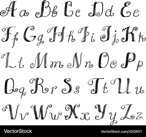 Cute Handwritten Ink Alphabet Royalty Free Vector Image