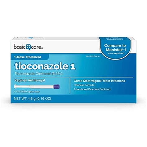 Basic Care Tioconazole Ointment 65 Vaginal Antifungal 1 Dose