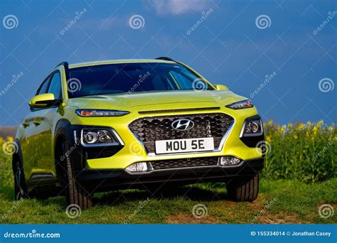 Hyundai Kona In Acid Yellow Editorial Stock Image Image Of Four