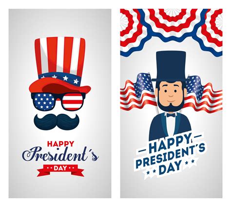 Set Of Happy Presidents Day Poster With Decoration 3167215 Vector Art