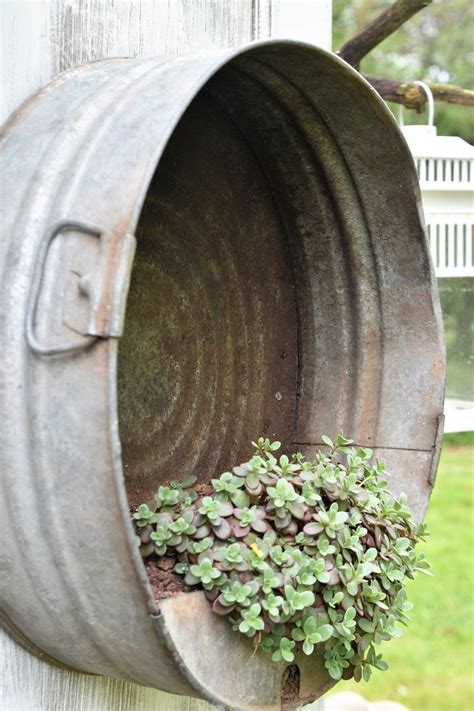 Vintage Galvanized Garden Tub Planters Rocky Hedge Farm Bucket