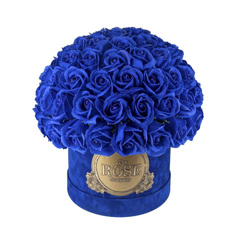 Infinity Roses Medium Velvet Blue Box With Royal Blue Real Touch Roses