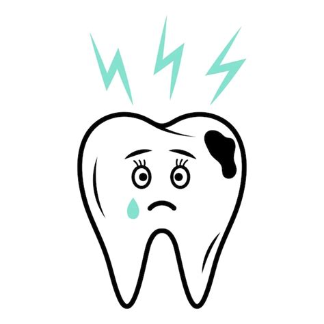 Premium Vector Tooth Cute Sad Character With Caries Crying Linear