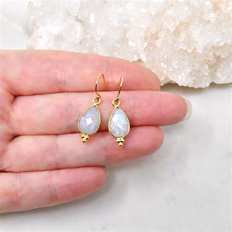 Moonstone Earrings K Gold Filled French Ear Wires Dainty Etsy