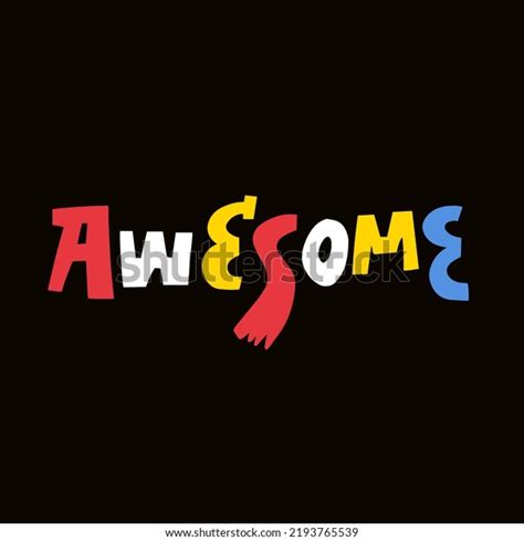 Awesome Word Lettering Colorful Cartoon Style Stock Vector Royalty
