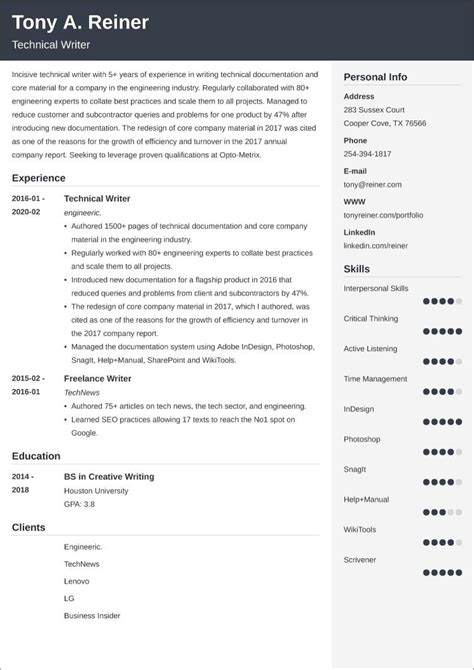 Technical Writer Resume—sample And 25 Writing Tips