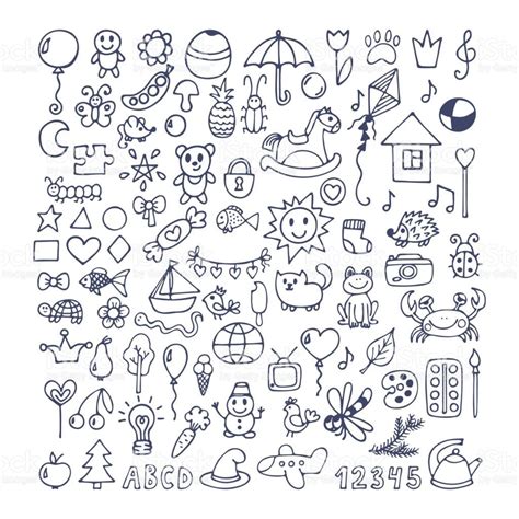 Collection Of Hand Drawn Cute Doodles Doodle Children Drawing