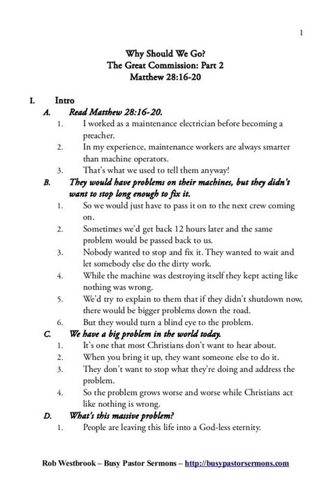 Sermon Outline Matthew 2816 20