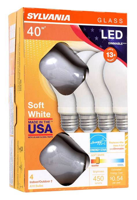 Sylvania Led A19 Light Bulb 40 Watt Dimmable Soft White 4 Pack