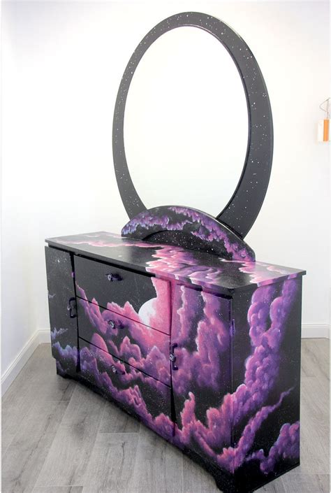 One of the best small bedroom organizing ideas is to plan your furniture around usability. Custom painted dresser with a galaxy, interstellar cloud ...