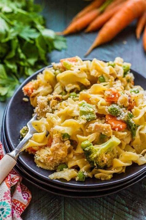 Tuna noodle casserole is an old fashioned recipe made with canned tuna, veggies, and noodles with a crispy top and a creamy center. Skinny Tuna Noodle Casserole • The Wicked Noodle