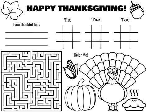 Thanksgiving Printables Placemats Printable Word Searches
