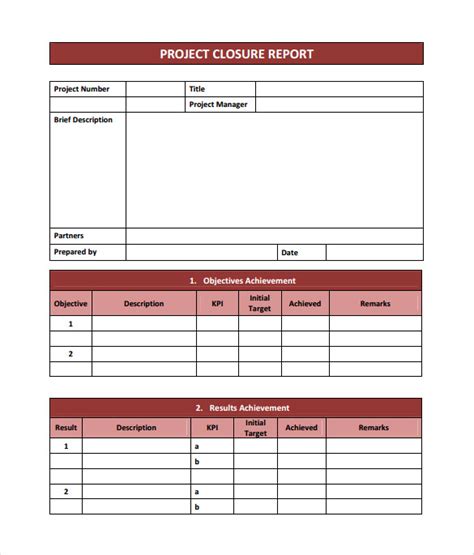 9 Sample Project Closure Report Template Examples Sample Templates