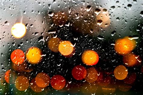Rain Drops On Window With Bokeh Effect Stock Photo Image Of Gradient