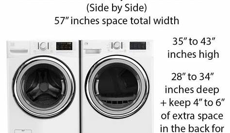 washer dryer size chart