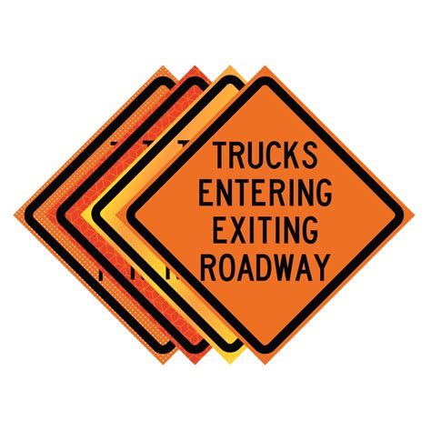 48 X 48 Roll Up Traffic Sign Trucks Entering Exiting Roadway