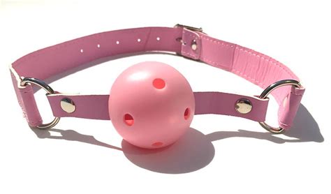 Pink Breathable Mouth Ball Gag Leather Strap Adult Fetishbondage