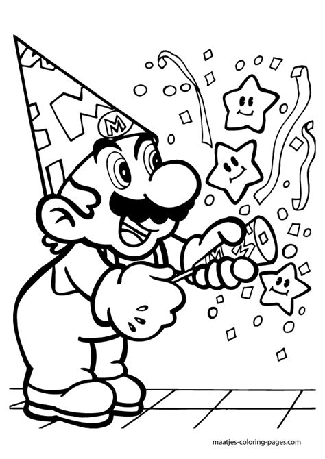 Super Mario Anniversary Birthday Coloring Pages Super Mario Coloring