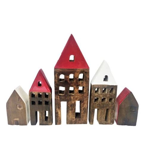 6 Christmas Wood Block Village 5pc By Place And Time Joann