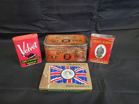 No Reserve Vintage Collectible Tobacco Tins Four Selling As One Lot
