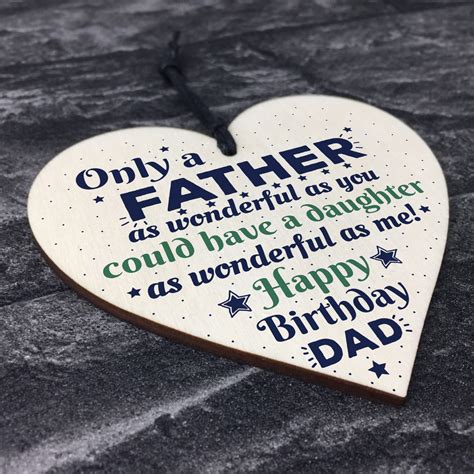 Happy Birthday Dad Father Greetings Wooden Heart Funny Sign T