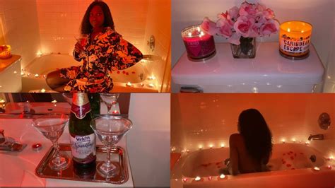 Romantic Bubble Bath Set Up Roses Candles Wine Lights And Vibes Youtube