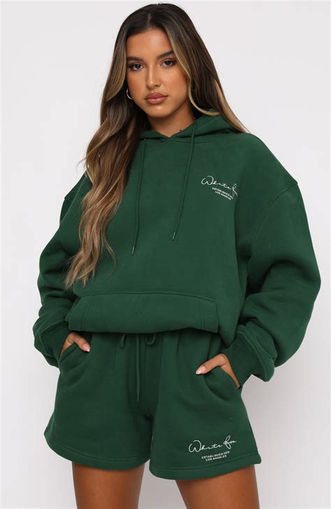 Set The Standard Hoodie Forest Green White Fox Boutique