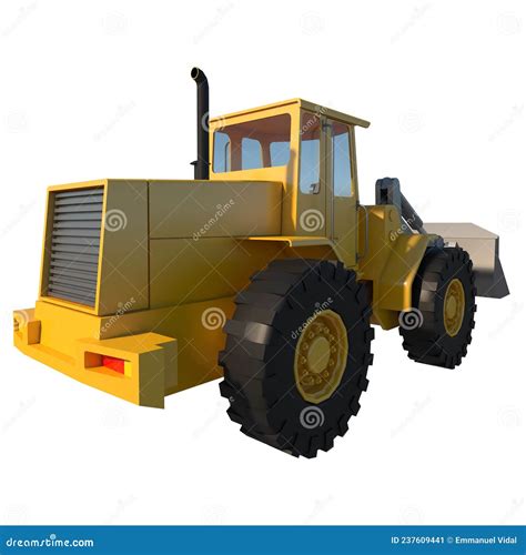 Tractor Bulldozer Excavator 1 Perspective B View White Background 3d