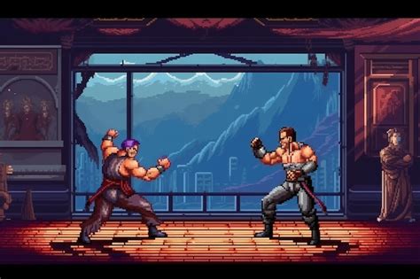 Premium Photo A Fighting Game Retro Computer Games Level Pixel Art