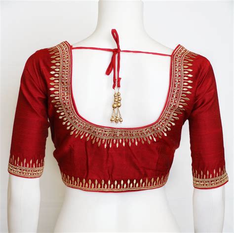 Designer Saree Blouse With Thread Embroidery And Stone Work Blue