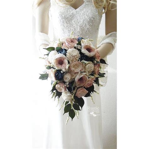 Wedding trends come and go, but navy blue is always the classic wedding color that never fades. Dusty Rose and Navy Blue Cottage Rose Sola Flower Bridal ...