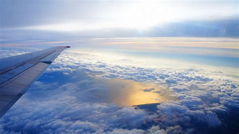 Download Wallpaper 1920x1080 Sky Altitude Clouds Airplane Wing