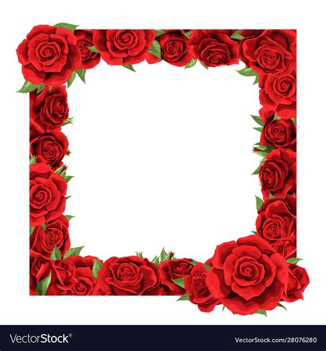 Blank Frame With Red Rose Flowers Royalty Free Vector Image