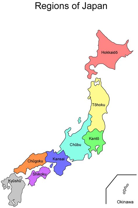 Japan Regionen Karte