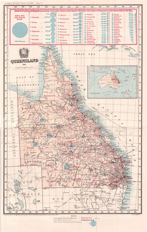 Queensland Areas Surveyed And Mapped 1915 Queensland Historical Atlas