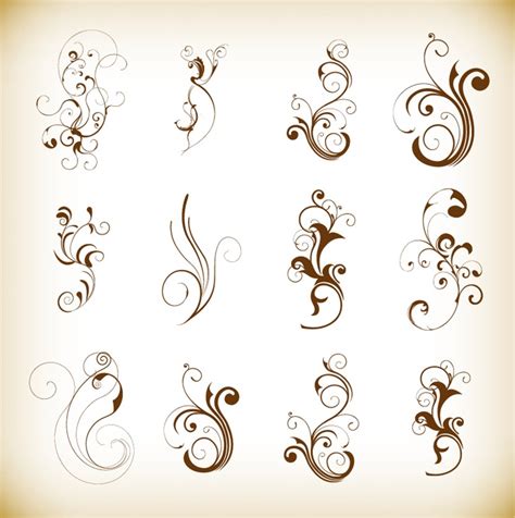 They're will give your work a. Swirl Floral Decorative Pattern Elements Vector Set | Free ...