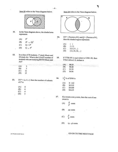 Cxc Past Paper 1 June 2010 Exam Papers Past Papers College Math