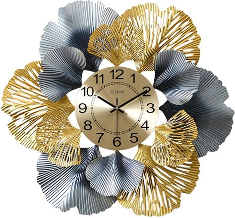 Amyz Large Wall Clock For Living Roomcreative Ginkgo Leaf Shape Clock