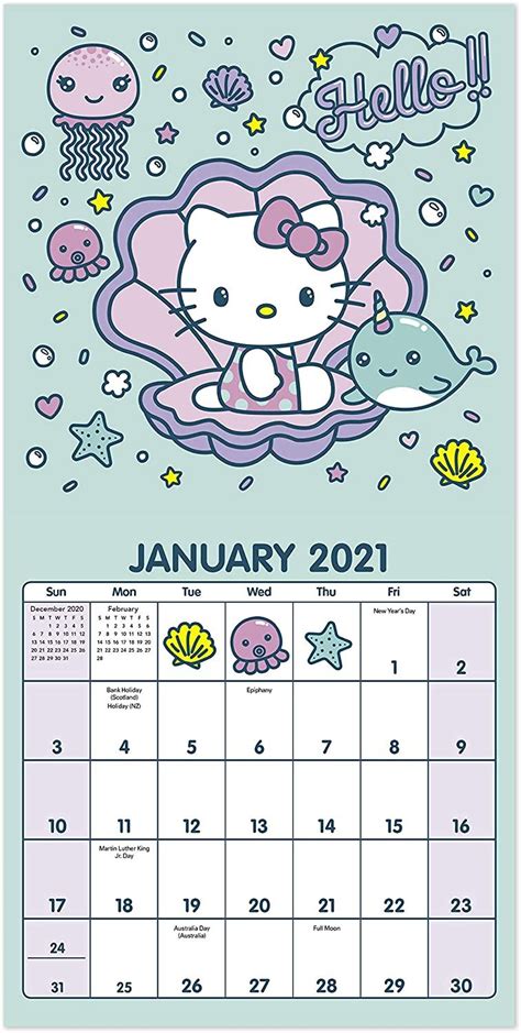 2021 Hello Kitty Mini Wall Calendar 7 X 7 Monthly Ddmn372821