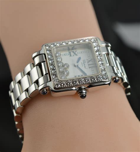 With moving diamonds and an automatic mechanical if you're looking for a stellar watch from chopard, then we would suggest something from their happy sport watch collection. Chopard Happy Sport Square Womens 2.00 Carats t.w. Diamond ...