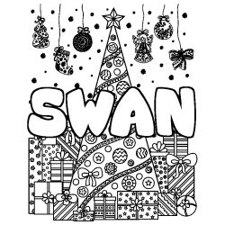 Coloriage prénom SWAN - décor Jouets - Sans Dépasser