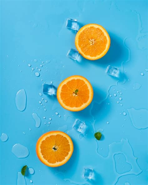 Free Photo Sliced Orange Over Ice Cubes