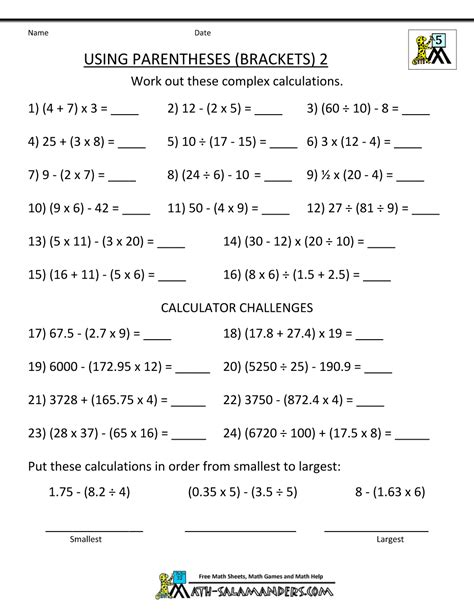 The worksheet is an assortment of 4 intriguing pursuits that will enhance your kid's knowledge and abilities. Math Worksheets 5th Grade Complex Calculations