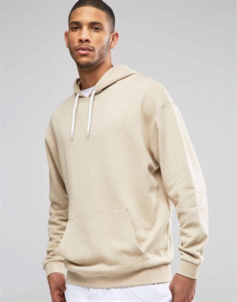 Asos Asos Oversized Hoodie In Beige At Asos