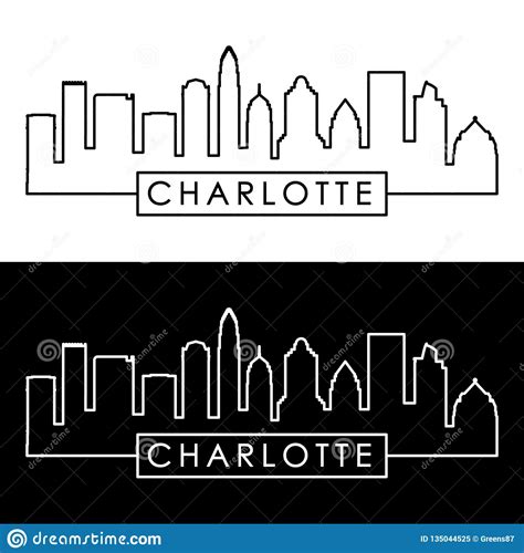 Charlotte Skyline. Linear Style. Stock Vector - Illustration of linear, isolated: 135044525