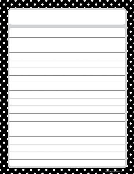 Black Polka Dots Lined Chart Printable Lined Paper Writing Paper