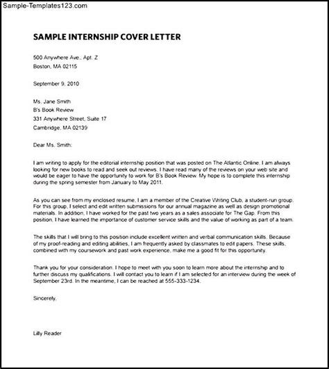 Best cover letter templates for any situation. Proffesional Cover Letter for Internship Sample PDF Free ...